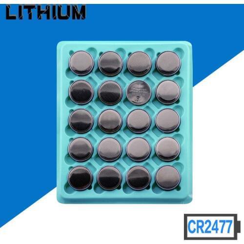 Free shipping High quality 3V CR2477 1000mAh Lithium Button Coin Battery for watches doorbell Hearing aid calculator 20pcs/lot