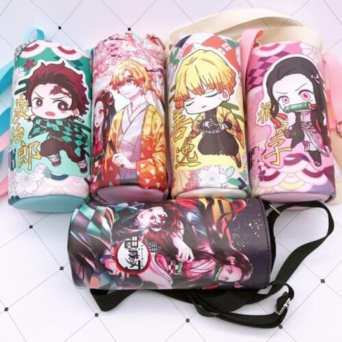 Devils Blade Cartoon Anime Peripheral Pu Cup Cover Demon Slayer Kimetsu No Yaiba Kamado Nezuko Student Children Kids Kettle Bag