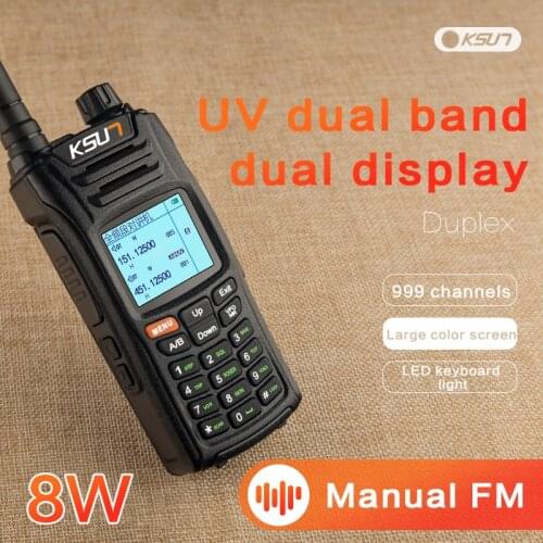KSUN VHF 136-174MHz& UHF 400-520MHz Dual Band Two Way Radio Walkie Talkie Aviation Band Radio Transceiver