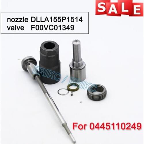 ERIKC 0445110249 Diesel Fuel Injector Overhaul Repair Kits Nozzle DLLA155P1514 Valve F00VC01349 Nut F00VC14012 for FORD MAZDA