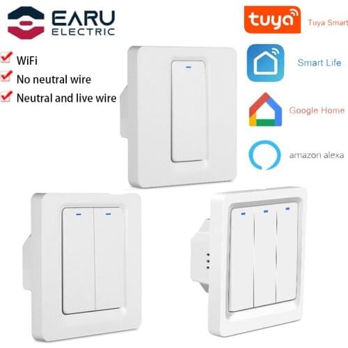 EU Standard Smart Home Controller 1/2/3 Gang 86 Wall Panel Wireless Push Button Switch With Neutral Wire Or Without Neutral Wire
