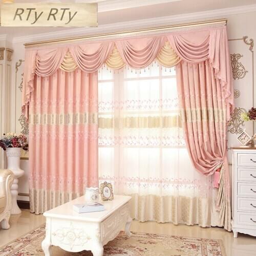 European Luxury Cheney Cloth Curtains For Kids Boy Girl Bedroom Living Room Pink Blackout Cortinas Custom Made Drape