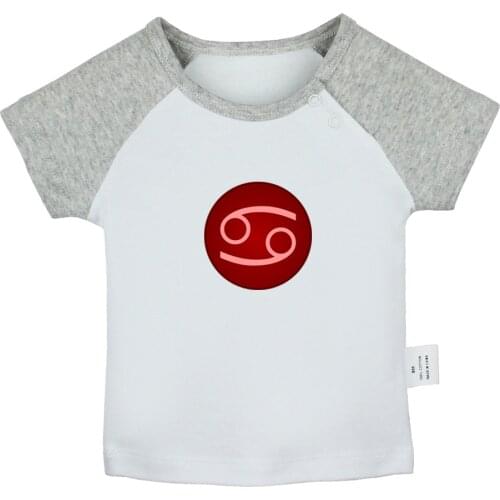 12 Constellation For Cancer Symbol June 22 to July 22 Newborn Baby T-shirts Toddler Graphic Raglan Color Short Sleeve Tee Tops