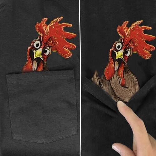 PLstar Cosmos T Shirts Summer Pocket Layer Roostern printed t-shirt men for women shirts tops funny cotton black tees