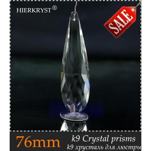 HIERKYST 1 pc K9 Glass Crystal Prisms Pendants Chandeliers Parts Lustres Rainbow Lamp Lighting Hang Drops 76mm 3" #1926
