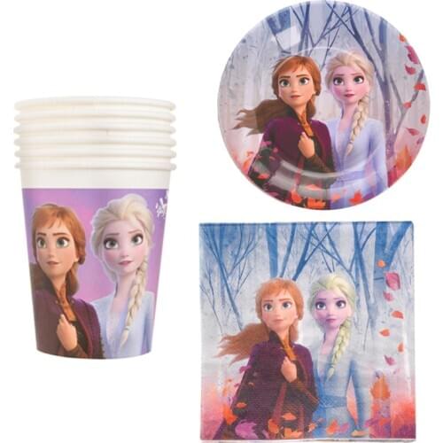 Frozen 2 Party Supplies Baby Shower Disposable Tableware Paper Cup Plate Napkins Party Decoration Pack Foil Balloons Gift