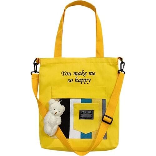 PURFAY Canvas Capacity Women Shoulder Bag Cotton Tote Shopper Bag Eco Reusable Travelling bag Sport Bag Cloth Backpack