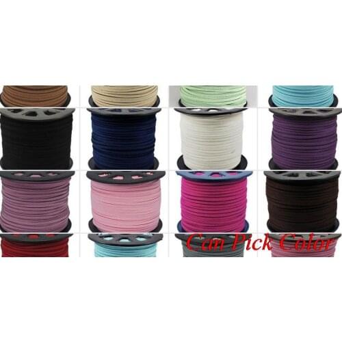 Jt646o 3mm x1 5mm 100 meter black brown Faux Flat Suede velvet Lace Leather Cord Jewelry DIY Rope