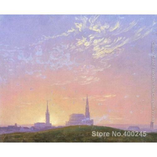 Sunset behind Dresdens Hofkirche by Caspar David Friedrich paintings For sale Home Decor Hand painted High quality