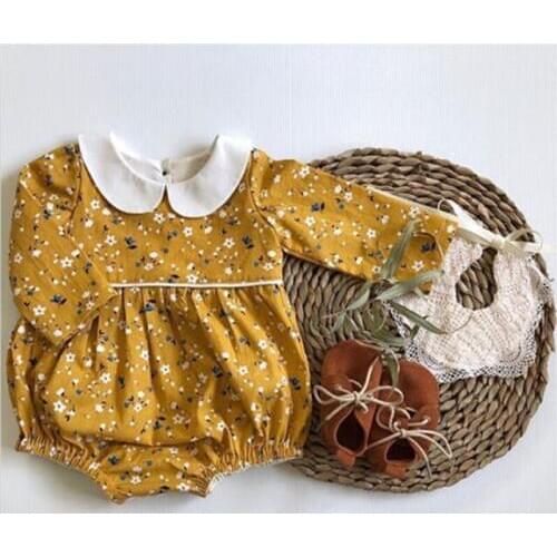 Pudcoco Princess Newborn Baby Girl Floral Clothing Cotton linen Long Sleeve Romper Sunsuit Princess Outfits 0-18M