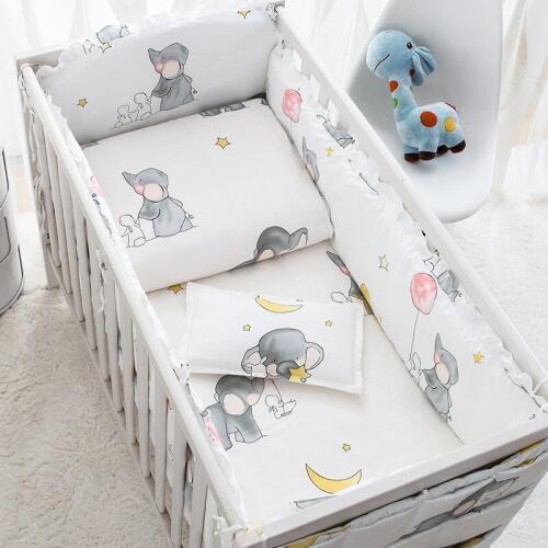 7PCS Baby Bed Bumpers Cotton Baby Bedding Set crib Bumper infant nursery bedding ropa cuna bebe (4bumper+sheet+pillow+duvet)