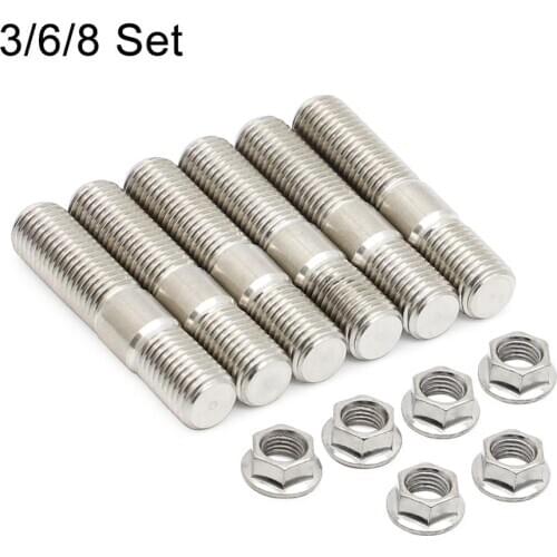 3/6/8Set 10mm Exhaust Studs & Serrated Nuts kit M10x1.25 Manifold Flange for Toyota Nissan & Some Honda