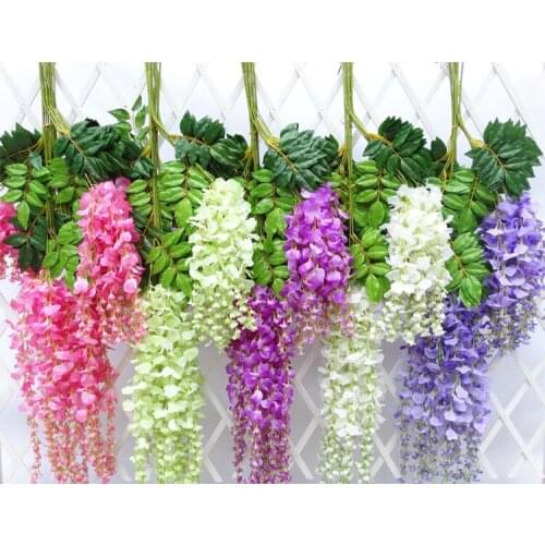 Vine Artificial Flowers wisteria simulation rattan flower bracketplant string plant Home wall decoration for wedding