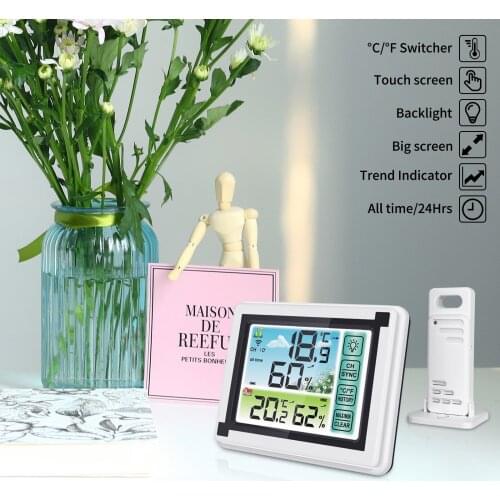 Weather Station Sensor Hygrometer Wireless Indoor Outdoor Hermometer Pressure Clock Weather Display Forecast With LCD Screen