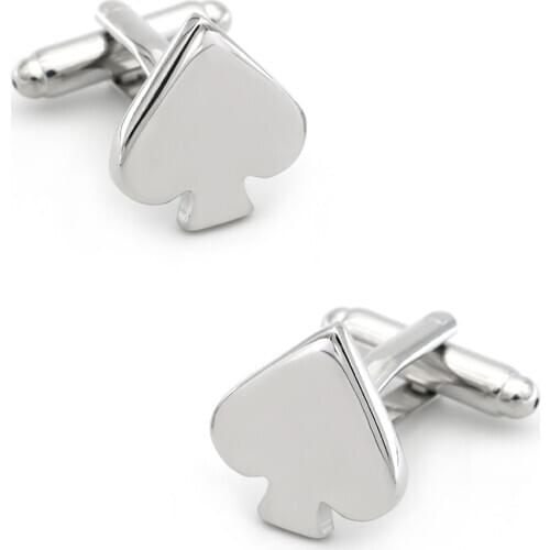Mens Playing Card Spade Cuff Links Copper Material Poker