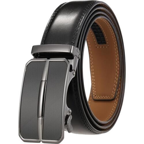 Men leather belt automatic buckle more color adjustable Genuine Leather Black Belts Cow Leather Belt for men 3.5cm Width