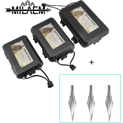 12 Pcs Arrowhead with Box Sharp Silver Arrowhead S/M/L Plastic Arrow Tips Container Bow and Arrow Hunting Shooting Accessories