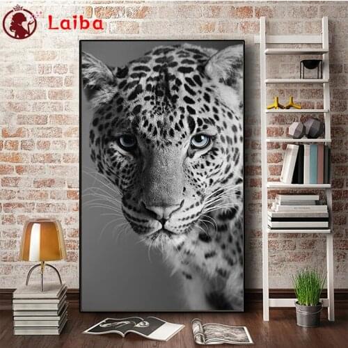 New diamond embroidery Modern black and white animal art, leopard mosaic diamond paintings full square round drill Decor