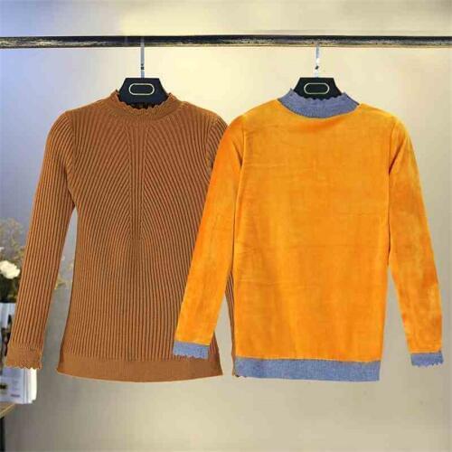 New Winter Fashion Women Thickened Velet Sweaters Female Warm Half Turtleneck knitted Sweater Slim Basic Tops Pullovers WZ040