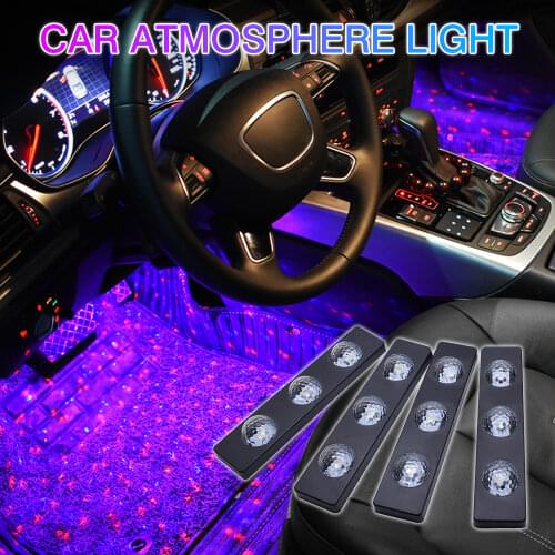 OKEEN RGB LED Car Foot Light Ambient Lamp Remote Music Control Multiple Modes Starry Sky Automotive Interior Decorative Lights
