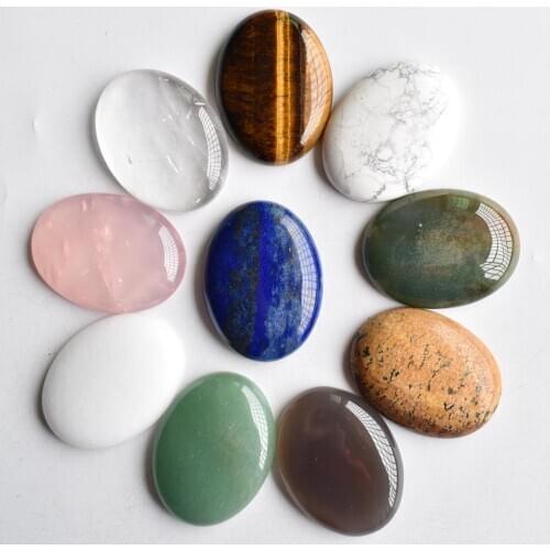 Wholesale 10pcs/lot fashion assorted natural stone mixed Oval CAB CABOCHON beads 30x40mm for DIY jewelry accessories making free