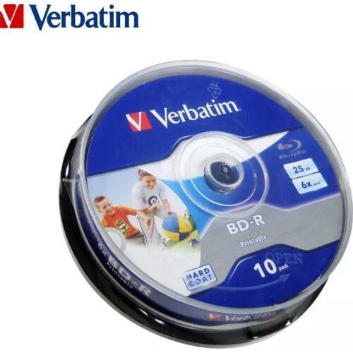 Original Verbatim 6X Blu-ray BD-R 25GB Blank Disc Recordable Media Unprintable Lots Blue Ray Disk Compact Storage blu ray player