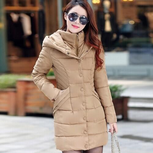 Cotton Coat New Womens Winter Clothing Hooded mid-length thickened Korean Down Cotton Plus Size Invierno Cotton Clothing Z699