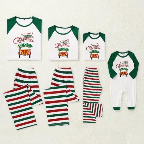 Family Matching Clothes Adult Christmas Pyjamas Xmas Stripes Printed Family Nightwear Casual Long Sleeve Round Neck Top Pant D20