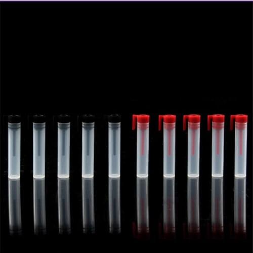 50pcs/lot 2ml mini plastic perfume bottle essential oil sample vials tester trial Perfume bottle with red and balck stopper