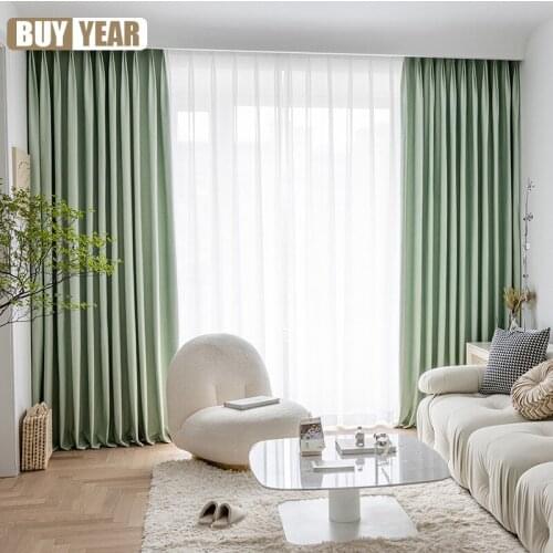 Simple modern velvet embossed curtain cloth ins blacken bedroom living room balcony Nordic solid curtains