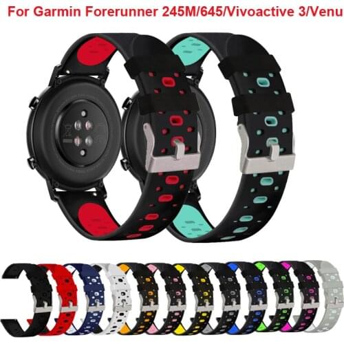 20mm Colorful Watchbands strap for Garmin Forerunner 245 245M 645 Music vivoactive 3 Sport silicone Smart watchband Bracelet