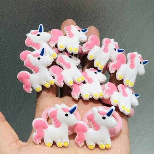 10Pcs/set Animals Unicorn Horse Hair Accessories Children Rubber Bands Scrunchies Elastic Nylon Hair Bands Girls Headband Ties