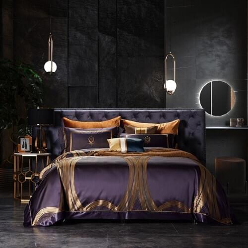 Luxury Royal Premium 100%Mulberry Silk Bedding set Purple 100%Silk include 1Pc Duvet Cover 1Pc Flat Bed sheet 2 Pcs Pillowcase