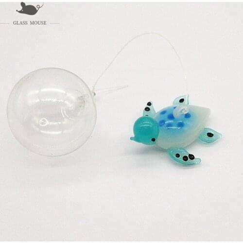 Handmade Murano Floating Glass Sea Turtle Statue Ornament Pendant Home Fish Tank Decor Accessories Mini Marine Animal Figurine