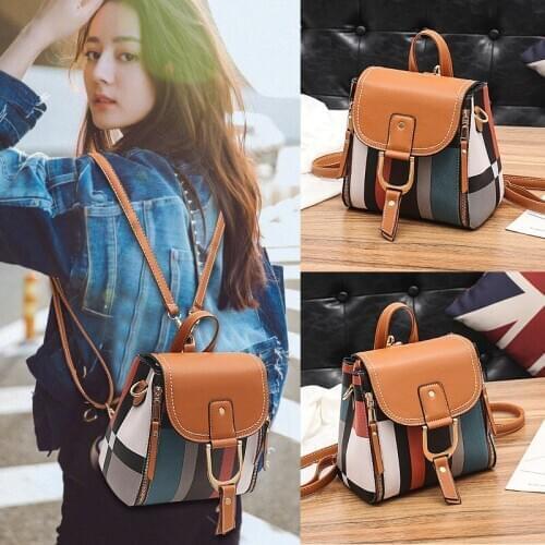 Backpack Fashion color contrast PU backpack can be portable sh110032