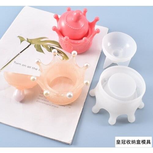 Homemade Creative Crown Crystal Silicone Mold DIY Resin Craft Making Earring Jewelry Containing Box Stoarge Molds