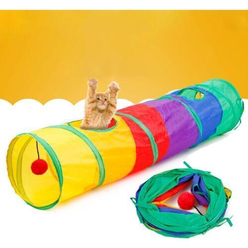 Cat Tunnel Foldable Storage Hanging Game Ball Environmental Protection Puzzle Pet Toy Rainbow Cat Tunnel