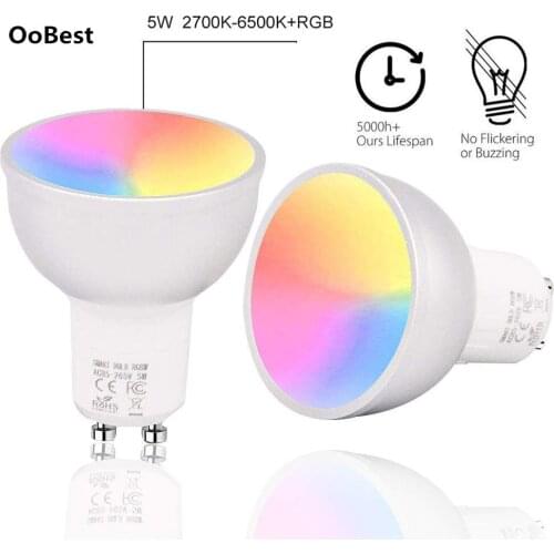 1/2/3/4pcs GU10 WiFi Smart Lights Bulb 22 LEDs Lamp Bombillas RGBW 5W Lampada APP Remote Dimmable Work with Alexa Google IFTTT
