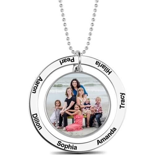 Uonney Dropshipping Mom Jewelry Engraved Names Photo Necklace Back Engraving Necklaces Personalized Gifts For Mother