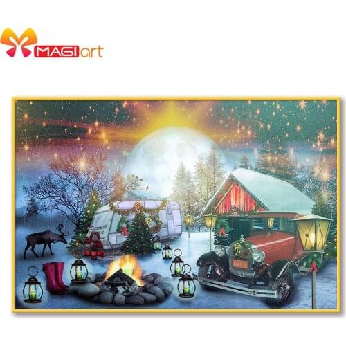 Cross stitch kits Embroidery needlework sets 11CT water soluble canvas patterns 14CT Full Merry Christmas Town NCMC125