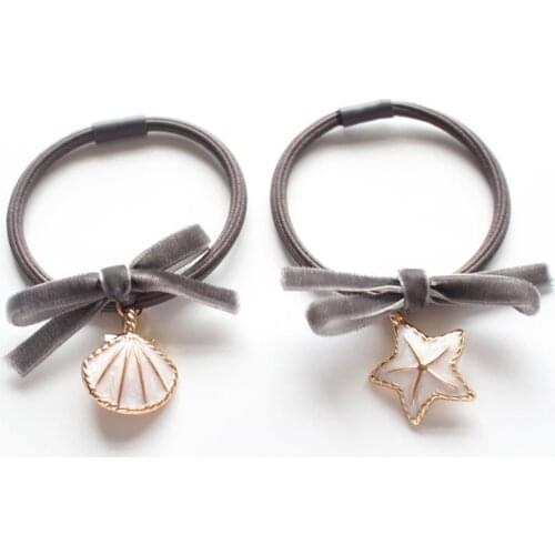 Japan Elastic Hair Bands Starfish Shell Rubber Band Women Girls Kid Children Velvet Scrunchie Ponytail Holder Hair Accessories