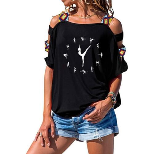 Women summer wear Pole Dancers Printed T-shirt Sexy Chick Dancing Strippers print Short Sleeve Sexy Hollow Out Shoulder Tees