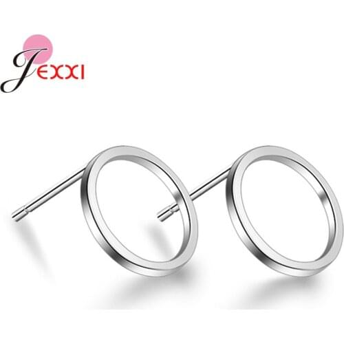 New 2020 Arrivals 925 Sterling Silver Jewelry Shiny Geometric Piercing Stud Earrings For Women pendientes Oorbellen