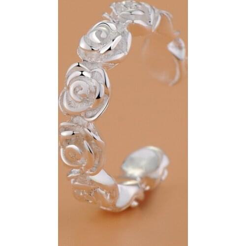 Promotion Price Silver Plated Flower Opened Finger Ring Woman Fashion Jewelry Lovely Valentines Day Gifts Good Quality GY-AR202