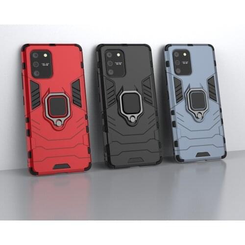 100pcs/lot Ring Car Holder Phone Case For Samsung Galaxy A01 A70E A81 A91 M60S M80S S10 Note Lite 2 in 1 Armor Shockproof Cover