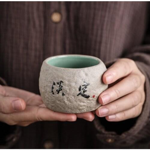 150ml Chinese retro pottery tea cup simple words Master Cup personal mug teacupTravel Kung Fu Teacup