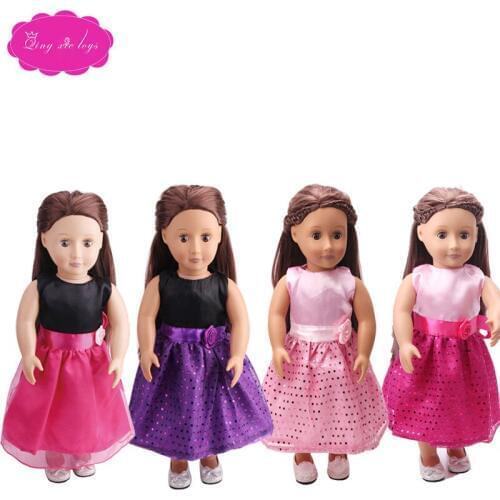 18 inch Girls doll dress Fashion princess evening gown American newborn skirt Baby toys fit 43 cm baby dolls c32