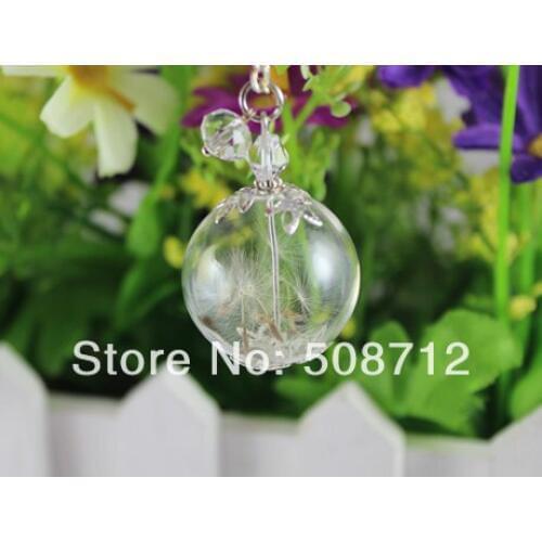 25MM Dandelion Real Seed Hand Blown Glass Bulb Necklace, Dandelion Seed Necklace Dandelion Necklace