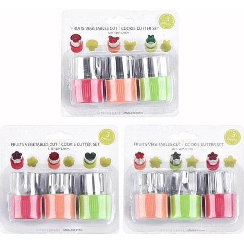 3Pcs Vegetables Carving Star Heart Shape Tool Plastic Handguard Cook Decor Kitchen Stainless Steel Gadgets For Fruit Cutting Die