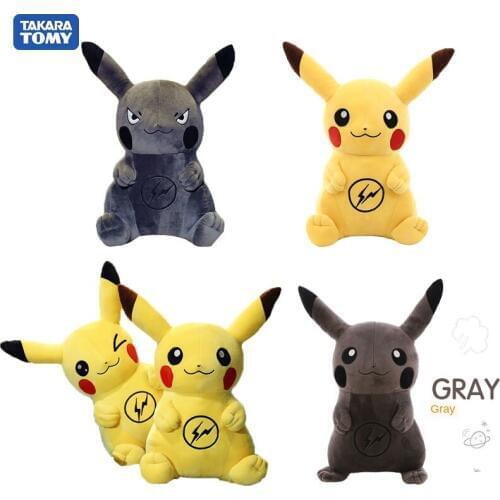 35cm TAKARA TOMY Pokemon Anime Plush Dark Black Pikachu Toys Cotton Filler Pillow Doll for Children Christmas Gift Toys